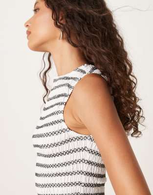 Asos Design Shirred Maxi Dress With Contrast Stitching In Multi
