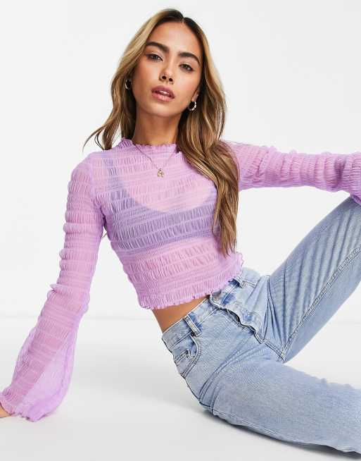 Lilac High Neck Long Sleeve Top