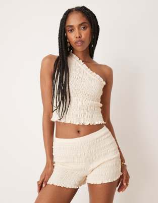 Asos Design Shirred Micro Shorts In White