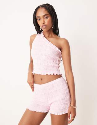 Asos Design Shirred Micro Shorts In Pink