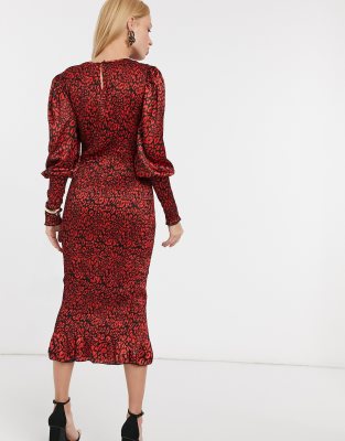 red leopard print tea dress