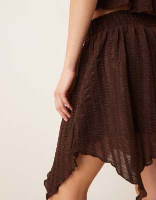 Asos Design Shirred Mini Skirt In Brown