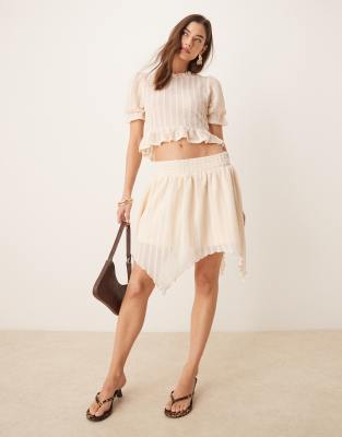 Asos Design Shirred Mini Skirt In White
