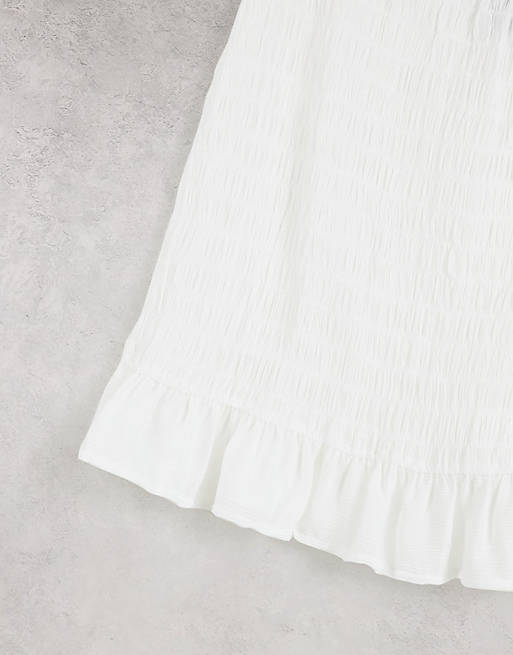  shirred mini skirt in crinkle in white 