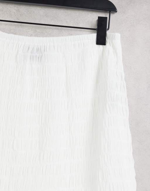 ASOS DESIGN shirred mini skirt in crinkle in white, 4 of 4