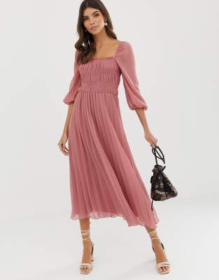 midi pleated dress