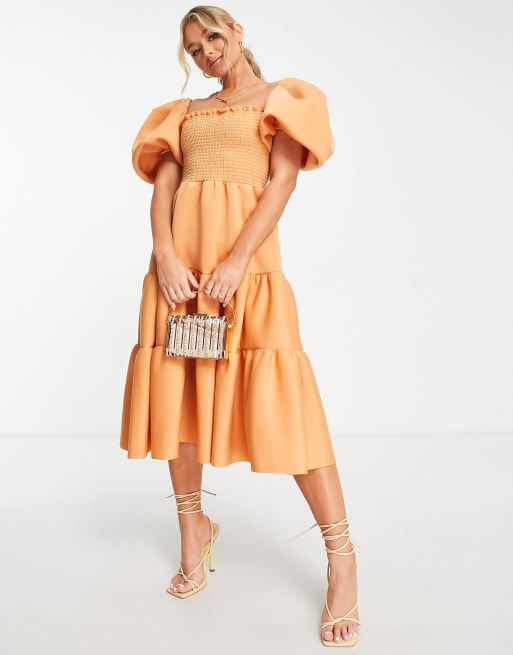 Apricot midi dress sale