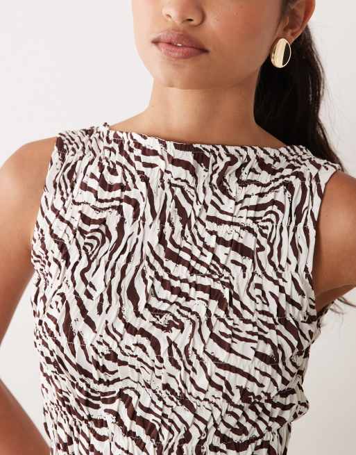 ASOS DESIGN shirred slash neck top in animal print, 2 of 4
