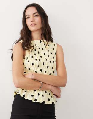 Asos Design Shirred Slash Neck Top In Multi