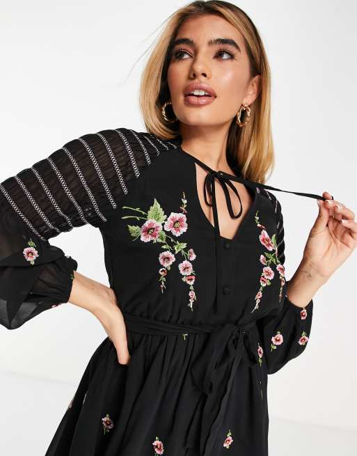 Embroidered dress outlet asos