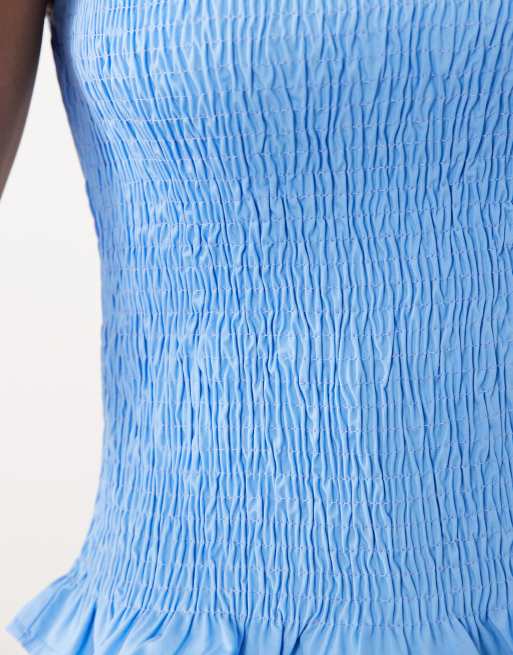 ASOS DESIGN shirred sleeveless tank top in aqua, 2 of 4