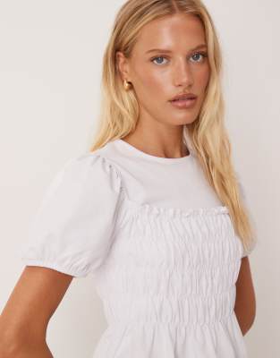 Asos Design Shirred T-shirt In Purple