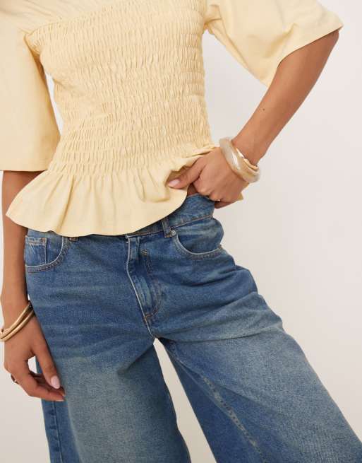 ASOS DESIGN shirred T-shirt top in buttermilk, 3 of 4