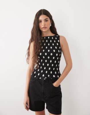Asos Design Shirred Tank Top In Black