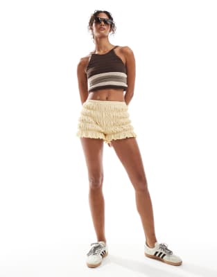 Asos Design Shirred Texture Micro Shorts