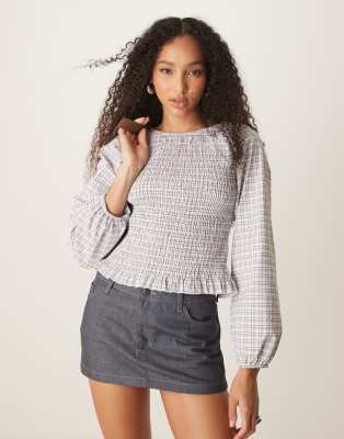 Asos Design Shirred Top In Multi