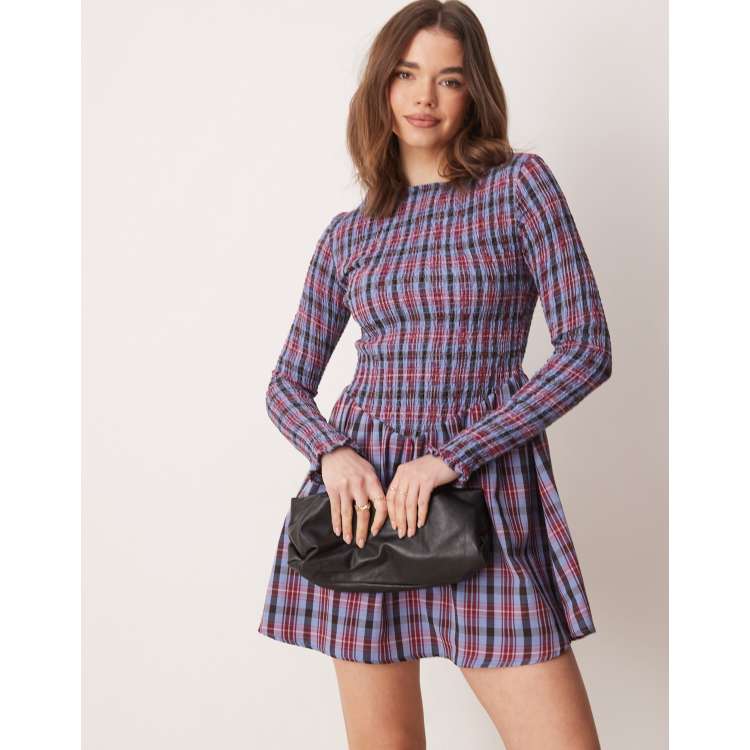 新品タグ付き　Checked Shirt Mini Dress　S Kaito Check Mini Shirt Dress, Black