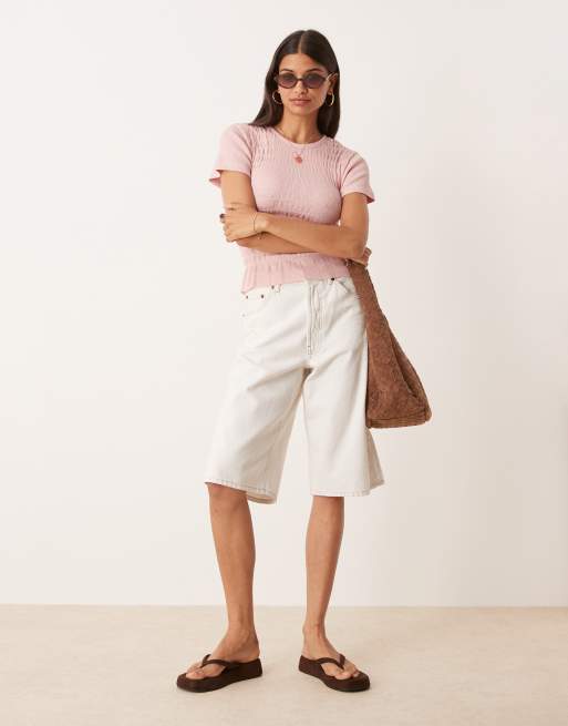 ASOS DESIGN shirred waffle shrunken tee - LIGHT PINK, 2 of 4