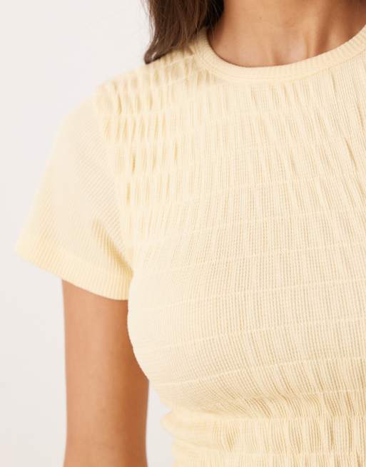 ASOS DESIGN shirred waffle shrunken tee, 3 of 4