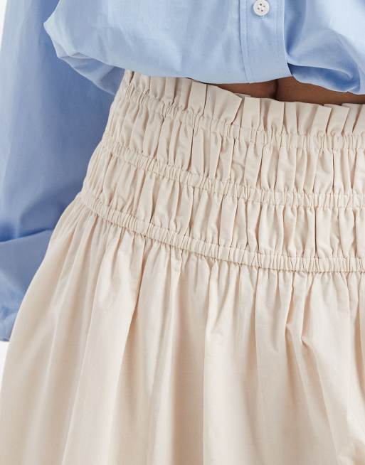 ASOS DESIGN shirred waist detail maxi skirt in stone, 4 of 5