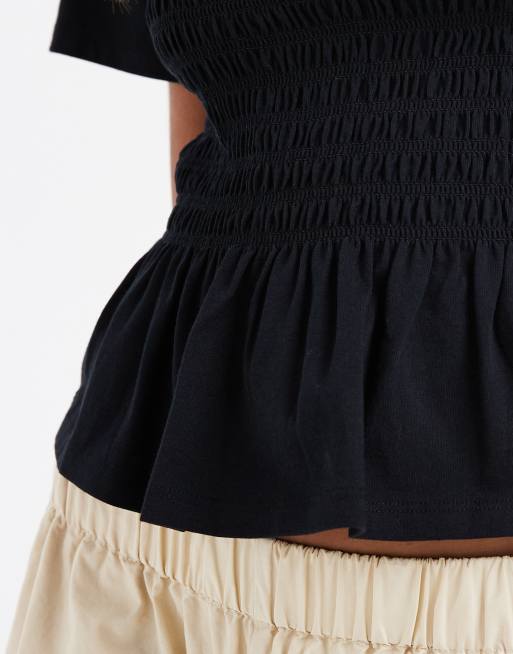 ASOS DESIGN shirred waist detailing tee in black, 3 of 4