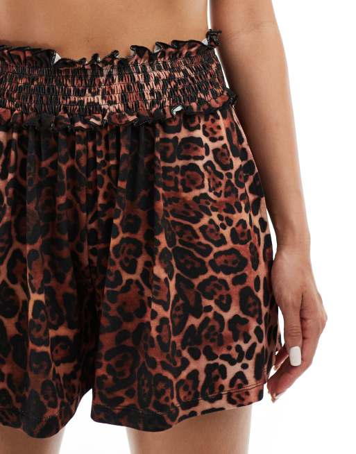 ASOS DESIGN shirred waist flippy shorts in animal print, 5 of 5