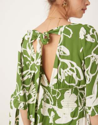 Asos Design Shirred Waist Jumpsuit In Multi