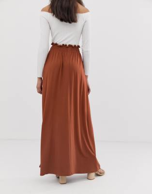 shirred waist maxi skirt