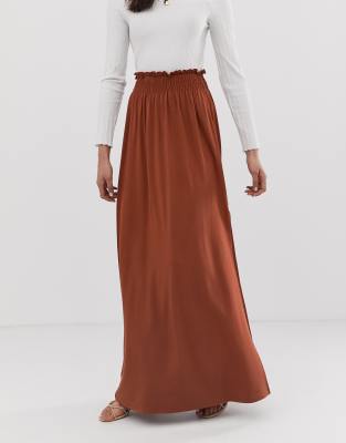crinkle shirred waist maxi skirt