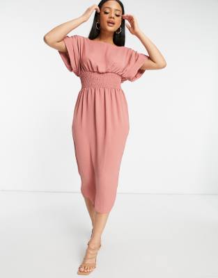 midi shirred waist dress