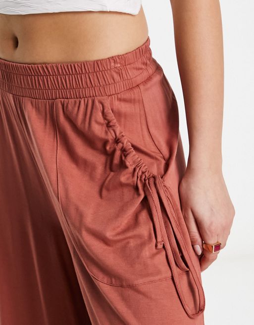 French Connection wide leg linen blend pants in olive