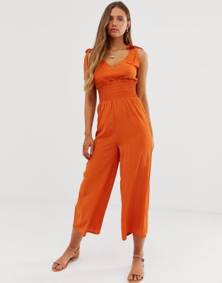 shirred waist jumpsuit