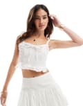 [ASOS DESIGN] ASOS DESIGN shirring peplum top-White XS white