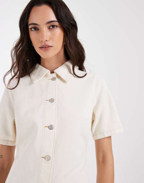 ASOS DESIGN shirt dress in ecru - view 1