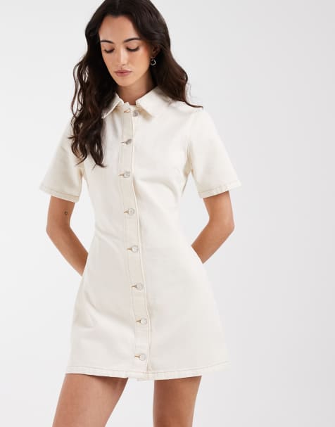 ASOS DESIGN shirt dress in ecru
