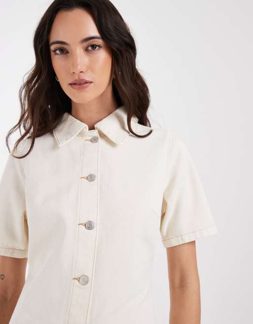 ASOS DESIGN shirt dress in ecru, 2 of 4