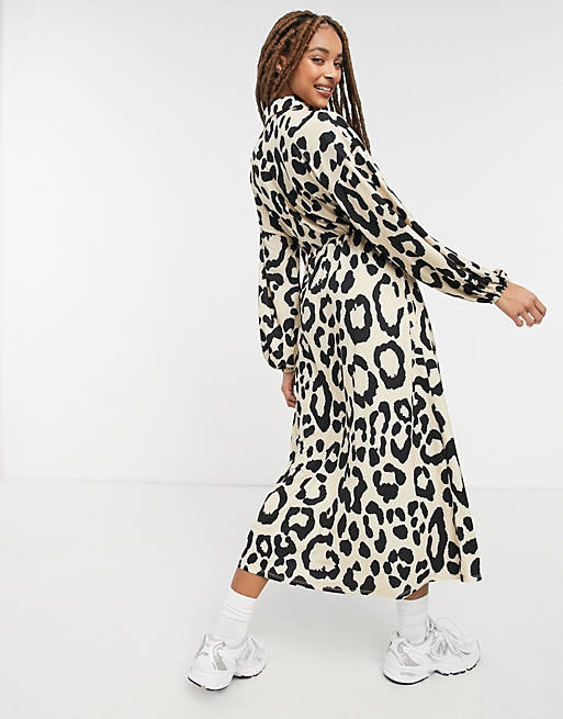 Women shirt dress in leopard print 