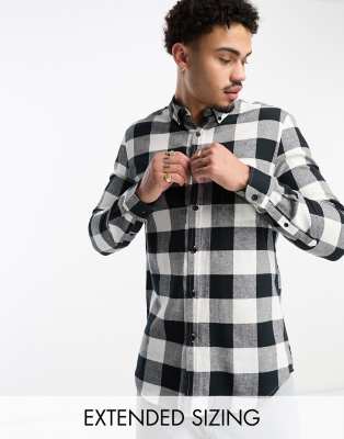 ASOS DESIGN shirt in black and white buffalo check