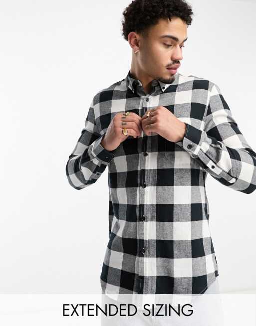 Seminarie gemeenschap Ondergeschikt ASOS DESIGN shirt in black and white buffalo check | ASOS