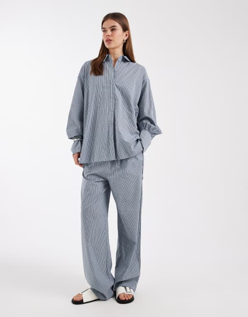 ASOS DESIGN shirt in blue stripe, 3 of 4
