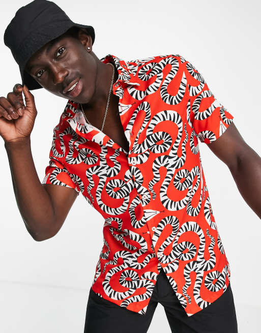 ASOS DESIGN shirt in red snake print