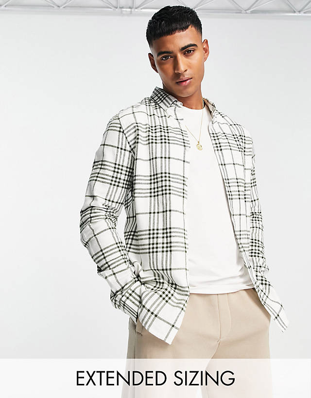 ASOS DESIGN - shirt in white and green check