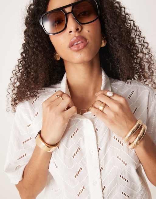 ASOS DESIGN shirt in white geo eyelet - part of a set, 4 of 4