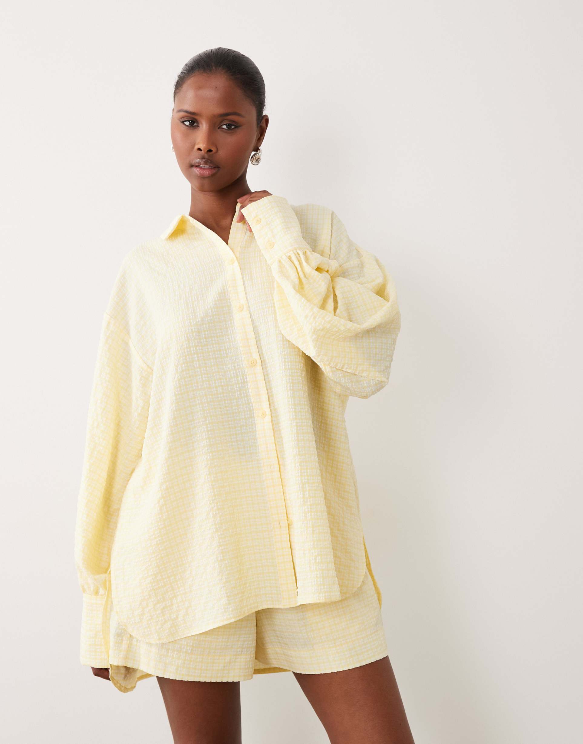 asos design shirt in yellow gingham
