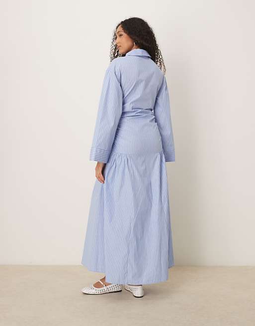 Ruched Bodice Tie - Front Pastel Blue Bardot Blouse Ruched Bodice Tie - Front Pastel Blue Bardot Blouse