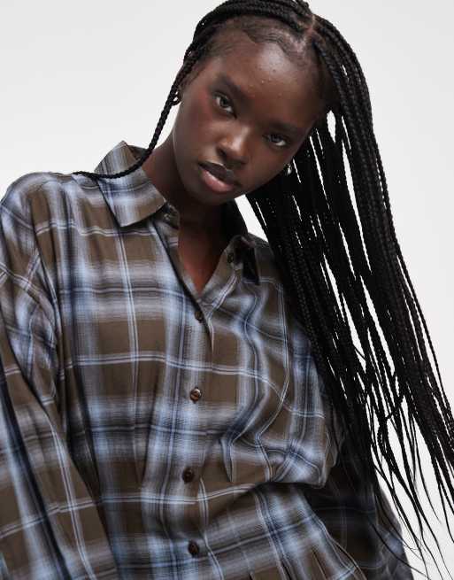 ASOS DESIGN shirt midi dress with nipped waist in chocolate check, 4 of 4