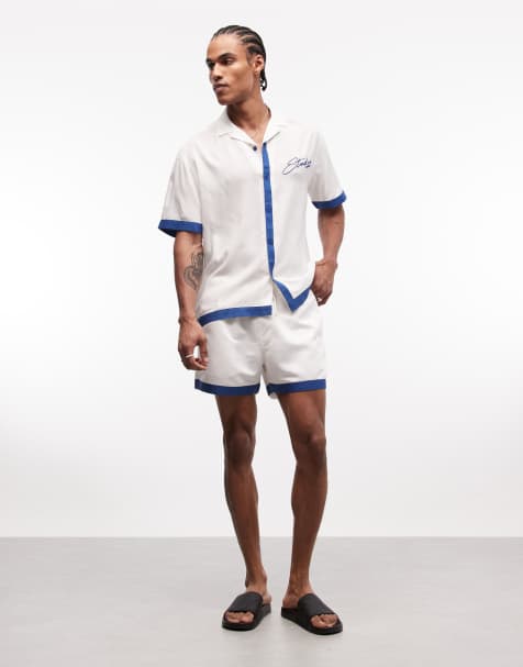 ASOS DESIGN shirt & swimsuit set in off white - view 1