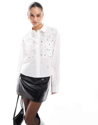 shirt with embellished detail in white