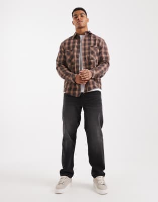 Asos Design Shirt With Pocket In Brown