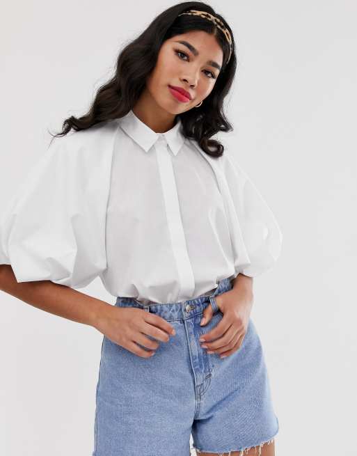 ASOS DESIGN shirt with short puff sleeve detail | ASOS